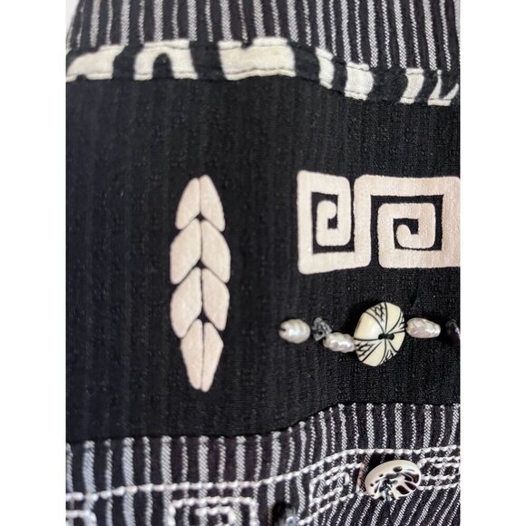 Koret Top L Black Striped Beaded Artsy Boho Western Vtg Granny 80s Classic Retro - Picture 12 of 16